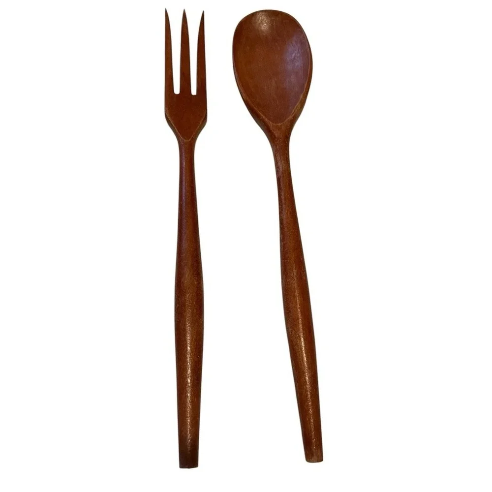 Vintage Wooden Fork & Spoon Tossed Salad MCM BOHO